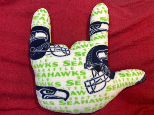 Seahawks-Themed ‘ILY’ Pillow with Blue Helmet