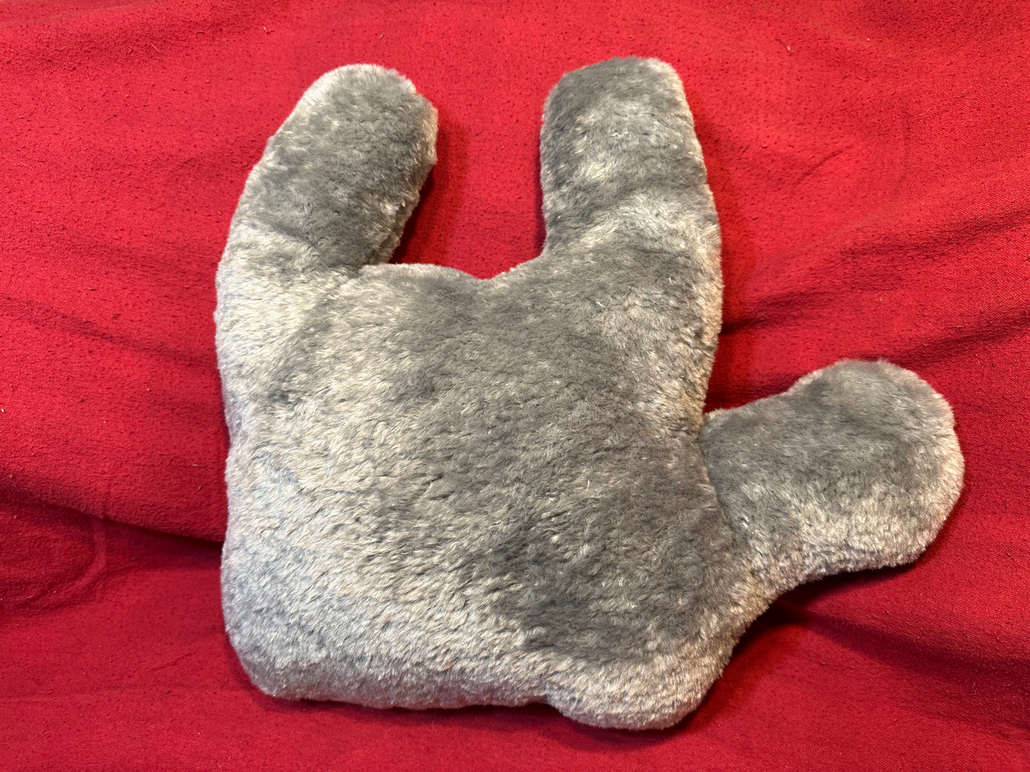 Cozy Grey Furry ‘ILY’ Plush Pillow