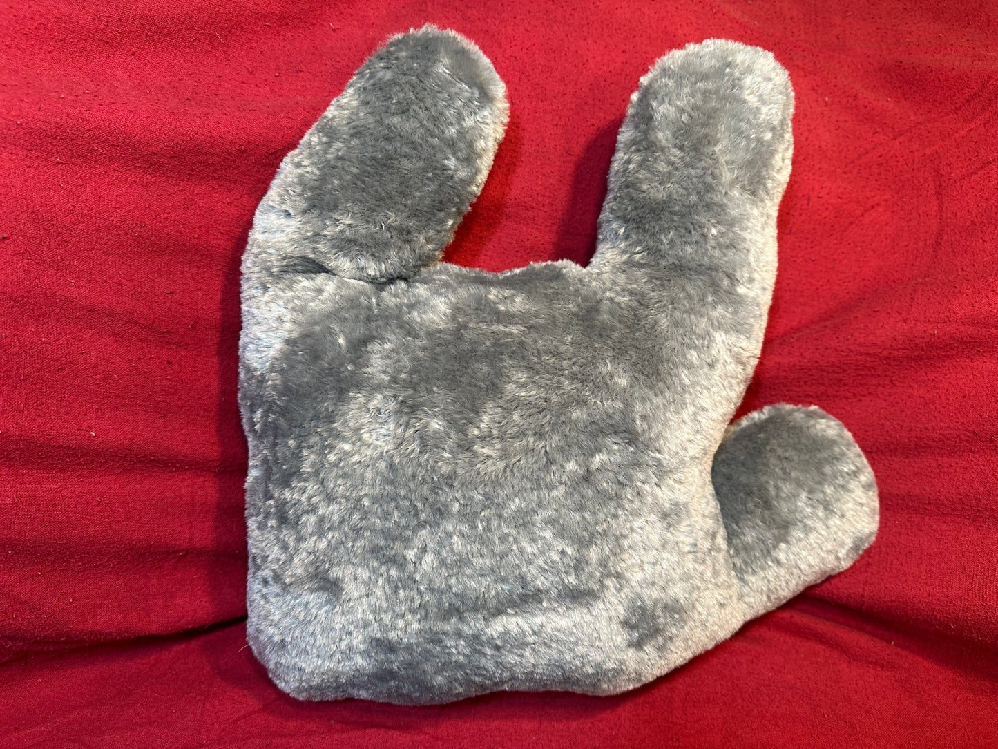 Cozy Grey Furry ‘ILY’ Plush Pillow