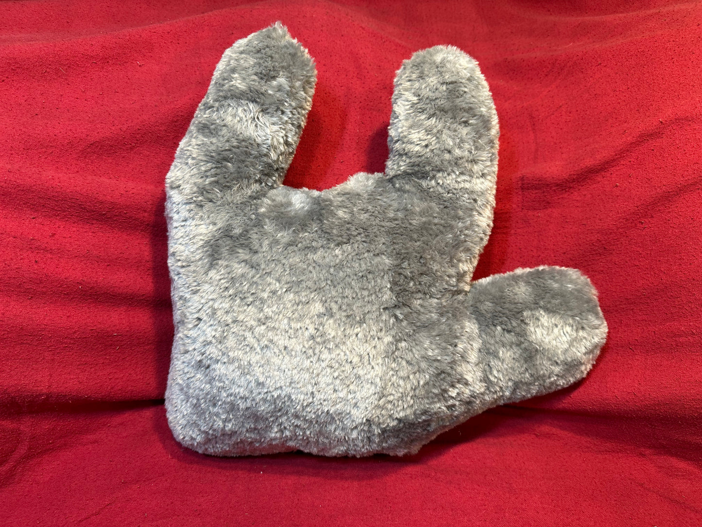 Cozy Grey Furry ‘ILY’ Plush Pillow