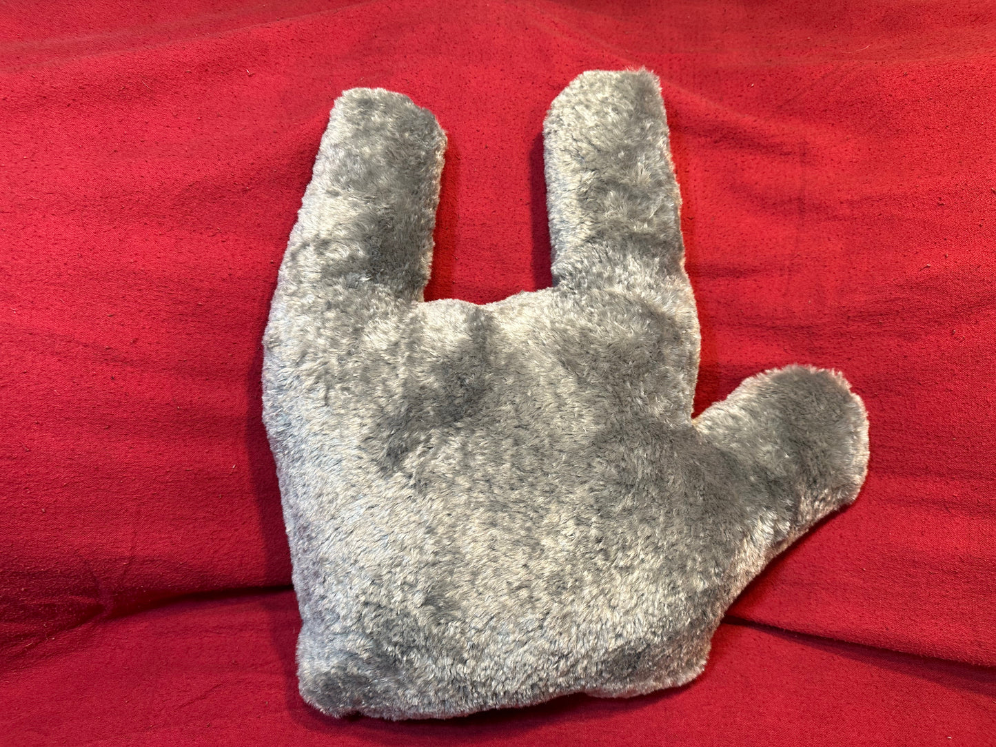 Cozy Grey Furry ‘ILY’ Plush Pillow