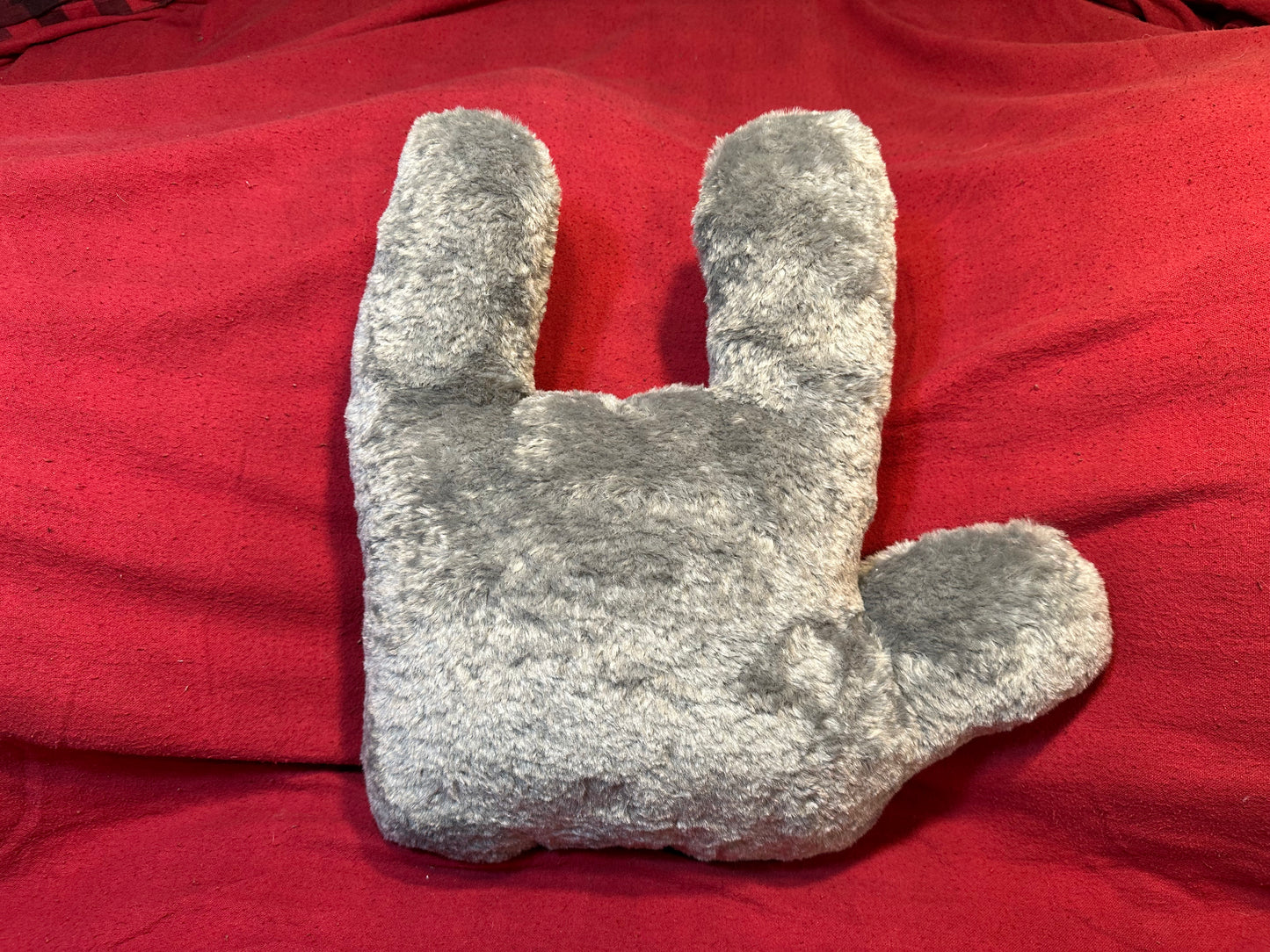 Cozy Grey Furry ‘ILY’ Plush Pillow